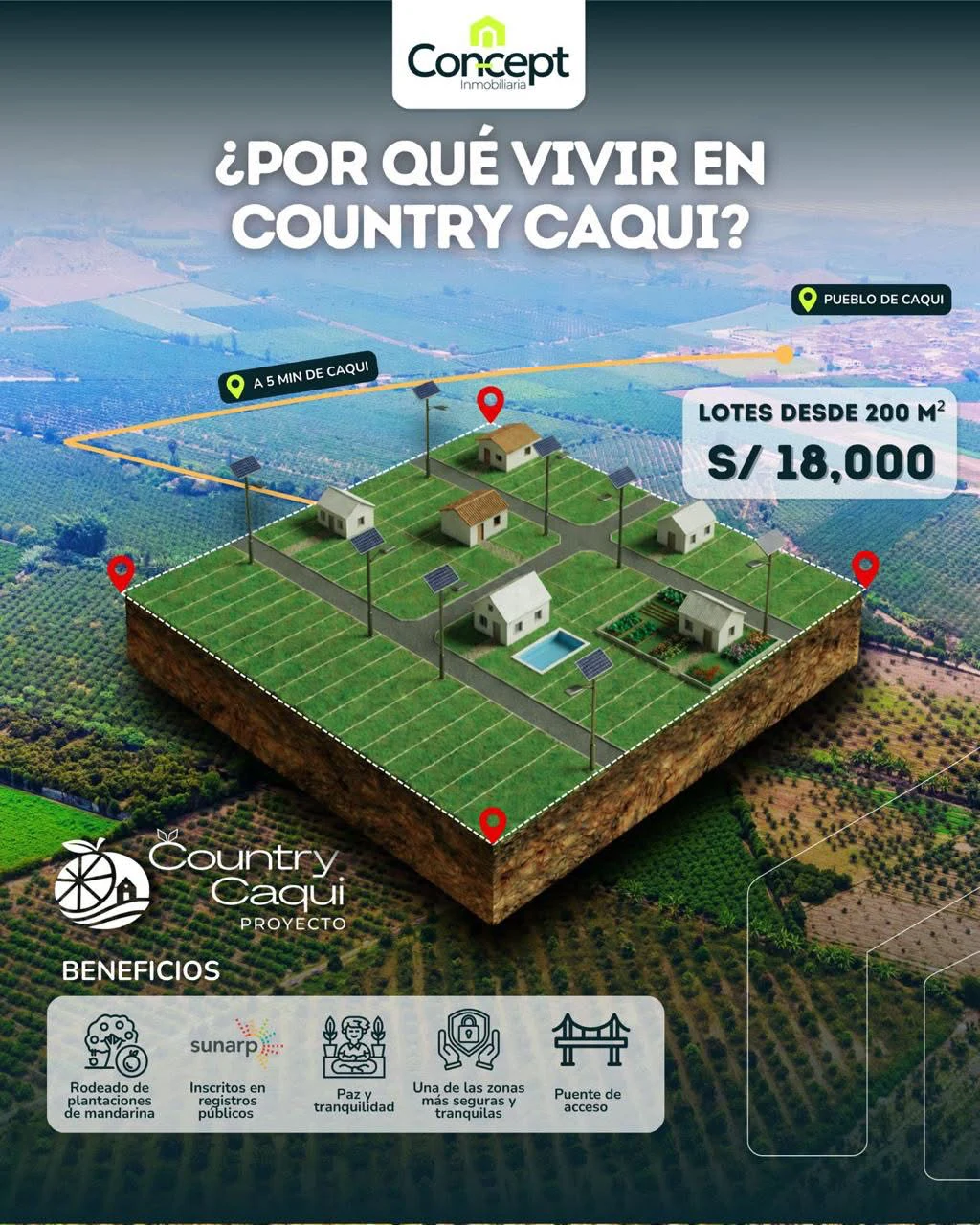 Presentación de Country Caqui con lotes desde 200 metros cuadrados