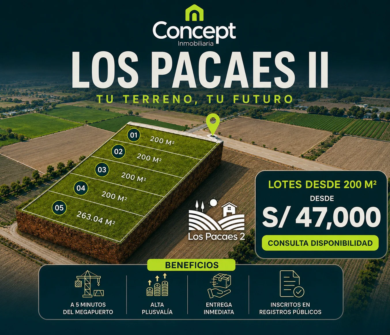 Presentación de Los Pacaes II con cinco lotes desde 200 metros cuadrados